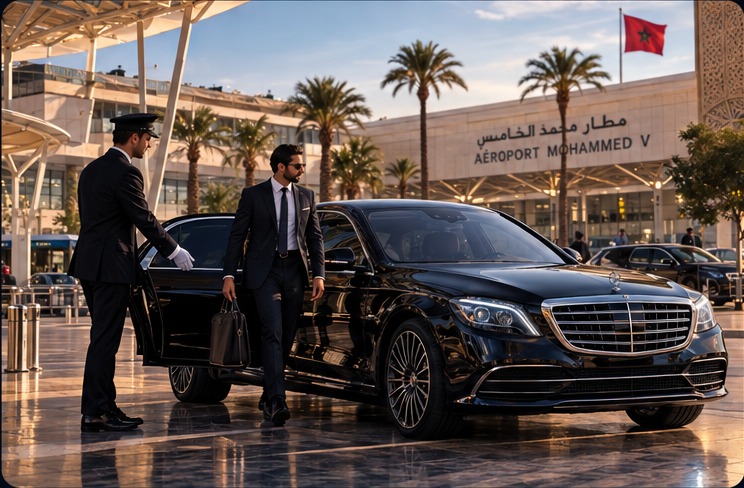 Livraison de la voiture par un chauffeur à l'aéroport au Maroc